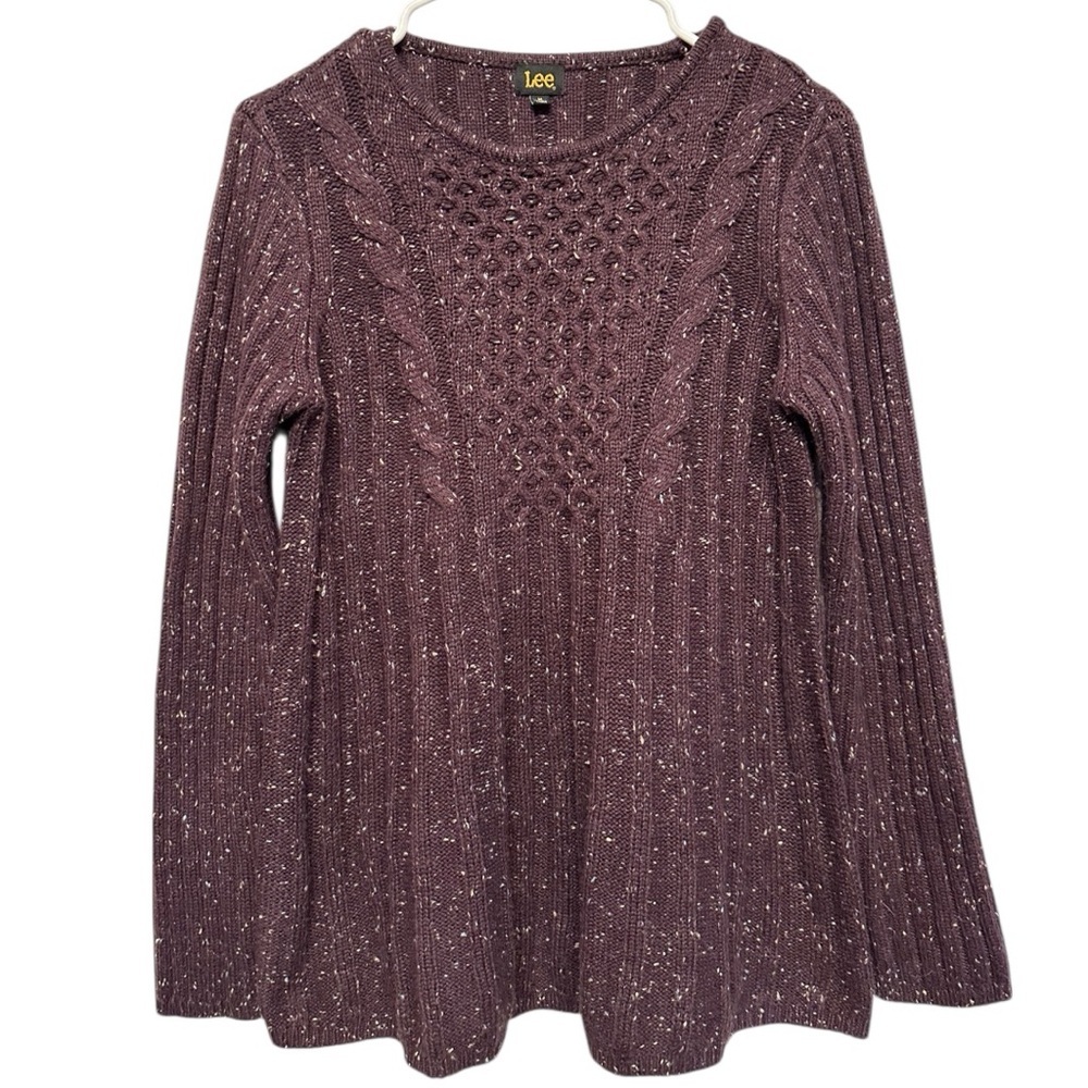 Lee Women's Plum Cable Knit Long Sleeve Sweater Size Medium